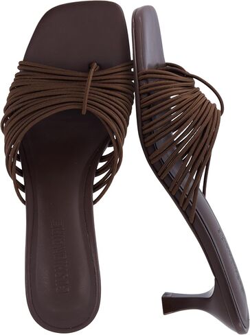 CUSHIONAIRE Quiz Kitten Heels for Women, Strappy Heeled Sandals with Cushioned Footbed, Slip On Open Toe Sandal in Kuwait