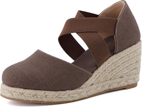 CUSHIONAIRE Chica Espadrille Wedge Sandals for Women Slip On Closed Toe Women Shoes with Elastic Straps and Stylish Everyday Comfort in Kuwait