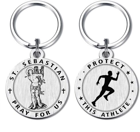 Emideary St. Sebastian Gifts - Protect This Soccer Wrestling Baseball Basketball Running Athletes Keychain for Men Him Teens in Saudi Arabia
