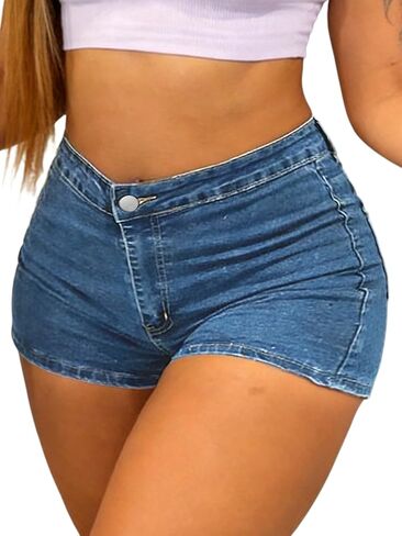 Denim Shorts for Women High Waisted Stretchy Sexy Slim Fit Butt-Lifting Summer Jean Shorts in Kuwait