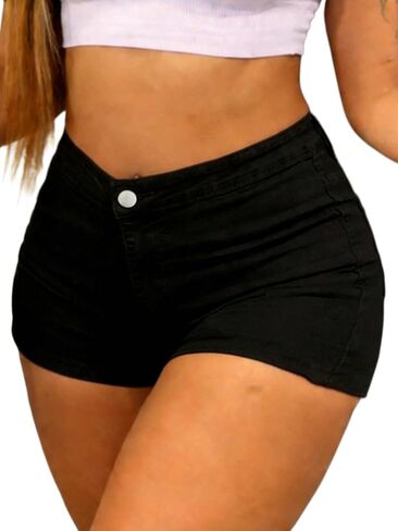 Denim Shorts for Women High Waisted Stretchy Sexy Slim Fit Butt-Lifting Summer Jean Shorts in Kuwait