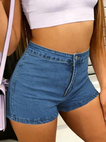 Denim Shorts for Women High Waisted Stretchy Sexy Slim Fit Butt-Lifting Summer Jean Shorts in Kuwait