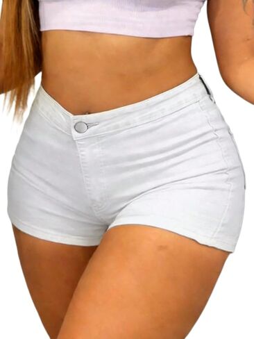 Denim Shorts for Women High Waisted Stretchy Sexy Slim Fit Butt-Lifting Summer Jean Shorts in Kuwait