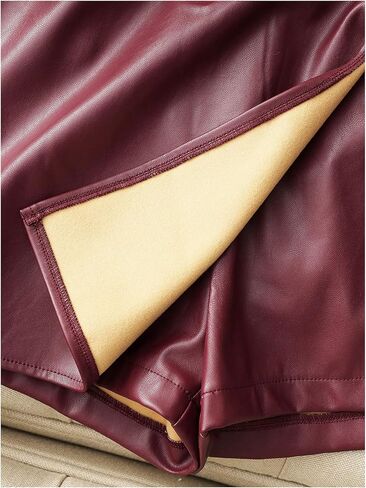 RoseSeek المرأة مشبك معدني بولي Leather السراويل الجلدية عالية الخصر Ruched ألف خط Skorts ملابس الحفلات Skorts in Saudi Arabia