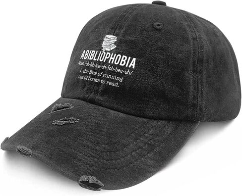 ABIBLIOPHOBIA، الخوف من نفاد الكتب التي يجب قراءتها. قبعات للنساء قبعة بيسبول مغسولة منخفضة المظهر in Kuwait