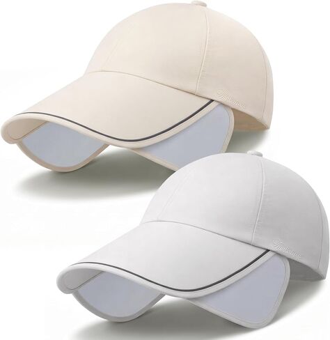 Newcotte 2 Pcs Wide Brim Visor Sun Hat for Women Men with Retractable Brim UV Protection Golf Baseball Cap for Outdoor Sport in Kuwait
