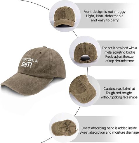 i Don't give a Shit Golf hat Womens Cap Sun hat Men Gifts for Her Baseball Hat Pigment Khaki in Kuwait