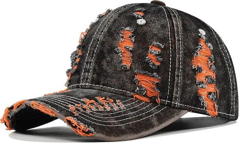 Distressed Washed Denim Baseball Cap Vintage Ripped Strapback Sun Hat for Men Women in Saudi Arabia