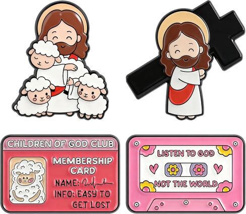 4Pcs Aesthetic Jesus Enamel Pins Set - Creative Christian Religious Lapel Pins for Women & Men - Decorative Bible Verse Brooches for Backpacks, Tote Bags, Jackets - Unique Faith Inspired Gifts in Saudi Arabia
