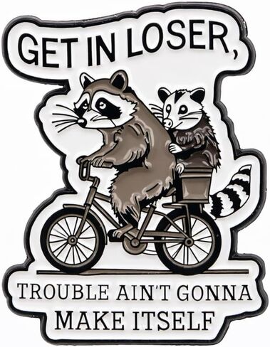 Funny Raccoon Possum Pin - Enamel Sarcastic Quotes Pins Brooch with "Get In Loser" for Backpacks, Jackets, Hats. Cute Animal Brooches Gift for Womne, Friends, Teens, Adults. in Saudi Arabia