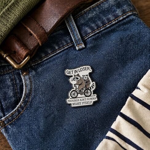 Funny Raccoon Possum Pin - Enamel Sarcastic Quotes Pins Brooch with "Get In Loser" for Backpacks, Jackets, Hats. Cute Animal Brooches Gift for Womne, Friends, Teens, Adults. in Saudi Arabia