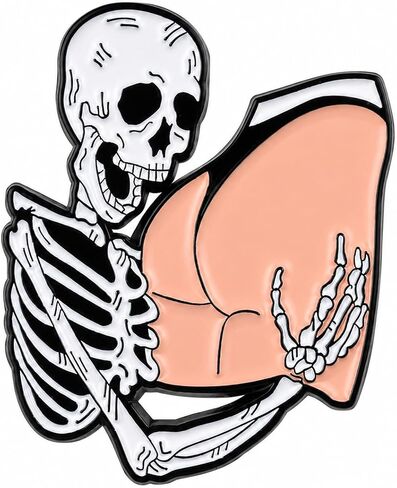 Funny Skeleton Enamel Pin - Silly Skull Pins brooch for backpack, jackets, Hats. Dark Humor Brooches Gift for Naughty Humor Lovers, Friends and Adults in Saudi Arabia