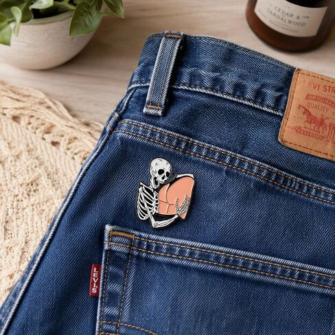 Funny Skeleton Enamel Pin - Silly Skull Pins brooch for backpack, jackets, Hats. Dark Humor Brooches Gift for Naughty Humor Lovers, Friends and Adults in Saudi Arabia