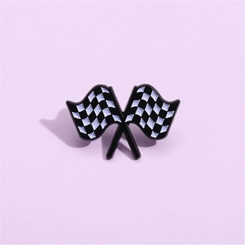 Racing Flag Enamel Pin Black and White Checkerboard Badge Clothing Hats Bags Decoration in Saudi Arabia
