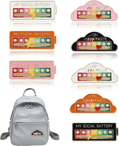 8 Pcs Social Battery Slider Pin,My Social Battery Pin,Social Battery Brooch,Mood For Backpacks, Tote Bags & Hats, Heartwarming Gifts For Colleagues & Friends in Saudi Arabia
