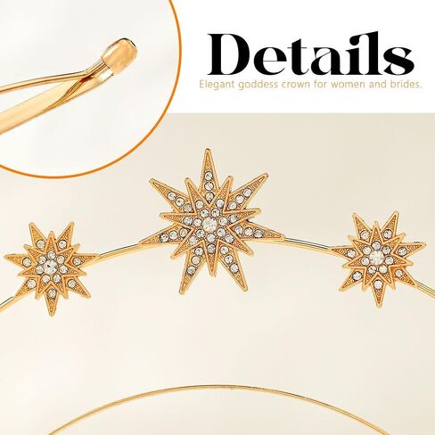 مجموعة Sixexey Halo Crown Set Golden Goddess Halo Tiara Mary خوذة الزفاف الزفاف عقال الأقراط السماوية تأثيري حلي الملحقات للنساء in Kuwait