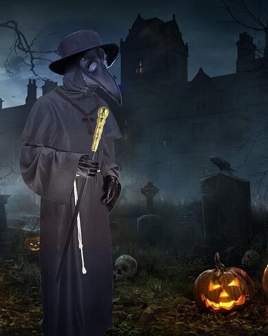 Nicexx Plague Doctor Costume Halloween Costumes for Adults Men Plague Dr Outfit 6 in 1 Set in Saudi Arabia