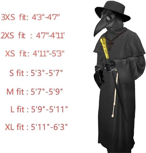 Nicexx Plague Doctor Costume Halloween Costumes for Adults Men Plague Dr Outfit 6 in 1 Set in Saudi Arabia