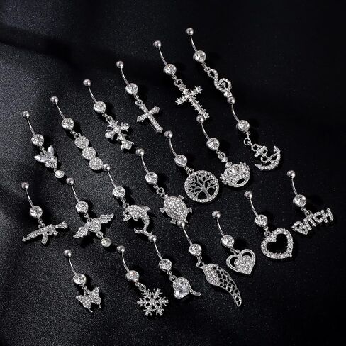 20 Pcs Belly Button Navel Rings Surgical Stainless Steel Piercing Jewelry 14Ga 10mm For Women in Saudi Arabia