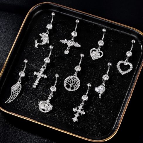 20 Pcs Belly Button Navel Rings Surgical Stainless Steel Piercing Jewelry 14Ga 10mm For Women in Saudi Arabia