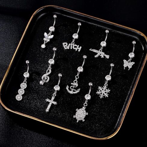 20 Pcs Belly Button Navel Rings Surgical Stainless Steel Piercing Jewelry 14Ga 10mm For Women in Saudi Arabia