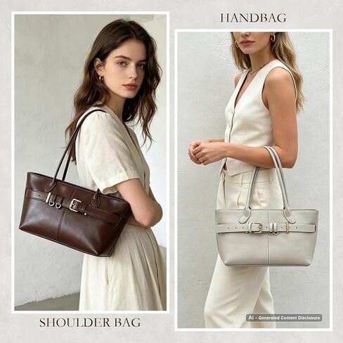 Genuine Leather Tote Bag for Women | Genuine Leather, Shoulder Bag, Structured, Keeps its Shape, Stands Upright, Everyday, Work, Commuting, Short Trip, Gift in Saudi Arabia