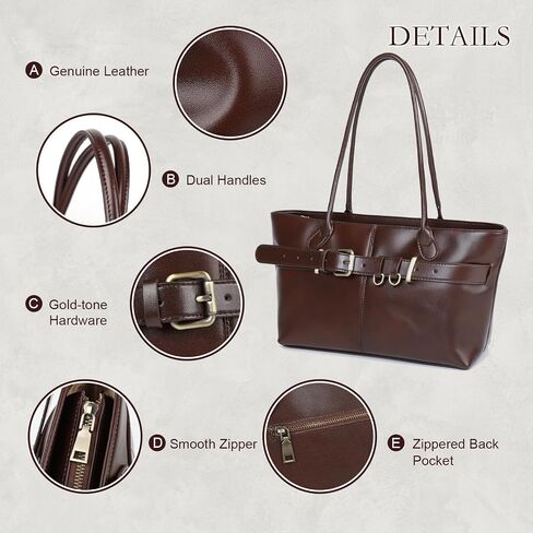 Genuine Leather Tote Bag for Women | Genuine Leather, Shoulder Bag, Structured, Keeps its Shape, Stands Upright, Everyday, Work, Commuting, Short Trip, Gift in Saudi Arabia