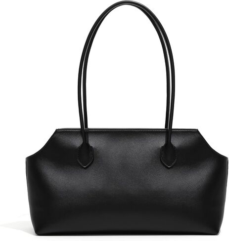 Black Large Capacity Tote Bag for Women Faux Leather Material Simple Fashion Shoulder Bag for Daily Commuting Travel in Kuwait