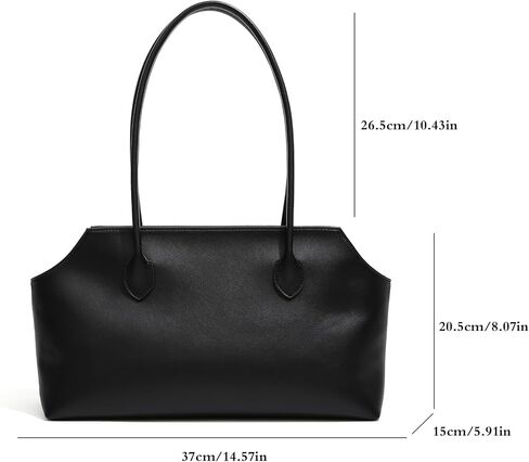 Black Large Capacity Tote Bag for Women Faux Leather Material Simple Fashion Shoulder Bag for Daily Commuting Travel in Kuwait