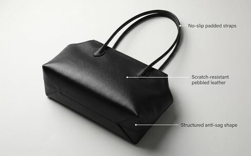 Black Large Capacity Tote Bag for Women Faux Leather Material Simple Fashion Shoulder Bag for Daily Commuting Travel in Kuwait