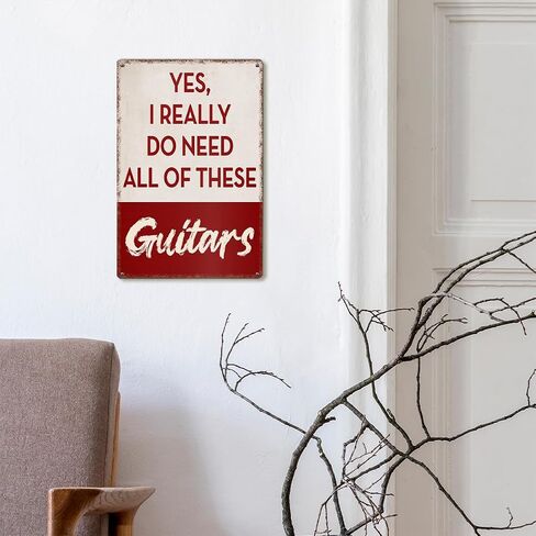 Funny Guitars Metal Sign, Gifts for Guitar Players Musician, Vintage Music Room Wall Art Decor for Home Office Music Room Bedroom Man Cave 12 x 8 Inches in Saudi Arabia