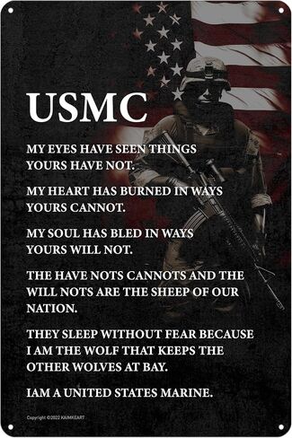 KAIMKEART USMC Wall Art Decor - Metal Sign with Marine Corps Creed - Home-Office-Military Decor - 8 x 12 Inches - Gift for Marines and Veterans - Semper Fi - Oorah! in Saudi Arabia