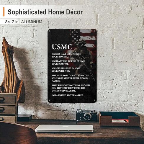 KAIMKEART USMC Wall Art Decor - Metal Sign with Marine Corps Creed - Home-Office-Military Decor - 8 x 12 Inches - Gift for Marines and Veterans - Semper Fi - Oorah! in Saudi Arabia