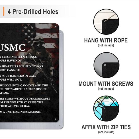 KAIMKEART USMC Wall Art Decor - Metal Sign with Marine Corps Creed - Home-Office-Military Decor - 8 x 12 Inches - Gift for Marines and Veterans - Semper Fi - Oorah! in Saudi Arabia