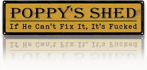 Metal Fathers Day Gift, Retro Metal Tin Sign, Man Cave Decor, Grandpa's Garage, If He Can't Fix It We're Screwed, Garage Workshop Decor, Gift for Grandpa 15.8x4 Inch in Saudi Arabia