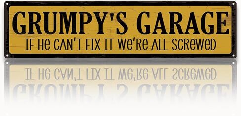 Metal Fathers Day Gift, Retro Metal Tin Sign, Man Cave Decor, Grandpa's Garage, If He Can't Fix It We're Screwed, Garage Workshop Decor, Gift for Grandpa 15.8x4 Inch in Kuwait