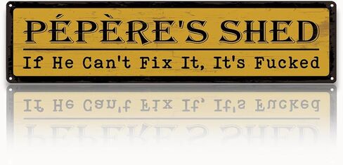 Metal Fathers Day Gift, Retro Metal Tin Sign, Man Cave Decor, Grandpa's Garage, If He Can't Fix It We're Screwed, Garage Workshop Decor, Gift for Grandpa 15.8x4 Inch in Kuwait