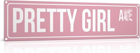 Pretty Girl Metal Sign - Pink Wall Decor for Girls Room Bedroom Dorm, Princess Room Decor, Gifts for Women Girl, Retro Street Signs 15x4 Inches in Saudi Arabia