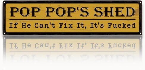 Metal Fathers Day Gift, Retro Metal Tin Sign, Man Cave Decor, Grandpa's Garage, If He Can't Fix It We're Screwed, Garage Workshop Decor, Gift for Grandpa 15.8x4 Inch in Kuwait