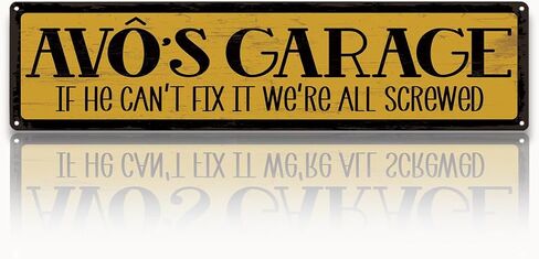 Metal Fathers Day Gift, Retro Metal Tin Sign, Man Cave Decor, Grandpa's Garage, If He Can't Fix It We're Screwed, Garage Workshop Decor, Gift for Grandpa 15.8x4 Inch in Kuwait