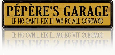 Metal Fathers Day Gift, Retro Metal Tin Sign, Man Cave Decor, Grandpa's Garage, If He Can't Fix It We're Screwed, Garage Workshop Decor, Gift for Grandpa 15.8x4 Inch in Kuwait