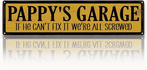 Metal Fathers Day Gift, Retro Metal Tin Sign, Man Cave Decor, Grandpa's Garage, If He Can't Fix It We're Screwed, Garage Workshop Decor, Gift for Grandpa 15.8x4 Inch in Kuwait