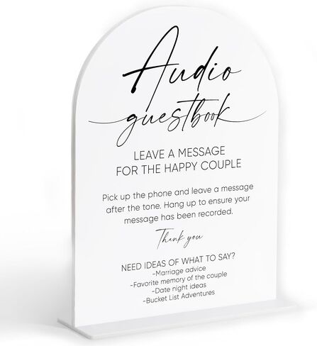 Audio Guest Book Sign, White Arch Acrylic Wedding Sign, Audio Guest Book Wedding Phone, Bridal Shower Decor, Engagement Party Decor, Centerpiece Table Decorations Party for Bride and Groom-25 in Saudi Arabia