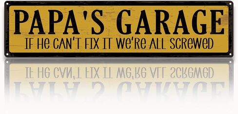 Metal Fathers Day Gift, Retro Metal Tin Sign, Man Cave Decor, Grandpa's Garage, If He Can't Fix It We're Screwed, Garage Workshop Decor, Gift for Grandpa 15.8x4 Inch in Kuwait