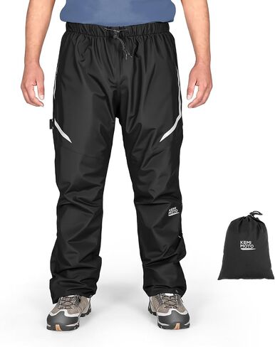 KEMIMOTO Men's Packable Waterproof Cycling Rain Pants, Windproof Breathable Lightweight Over Pants Outdoor Pants in Kuwait