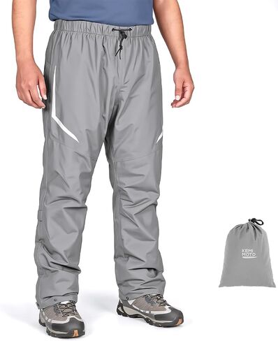 KEMIMOTO Men's Packable Waterproof Cycling Rain Pants, Windproof Breathable Lightweight Over Pants Outdoor Pants in Kuwait