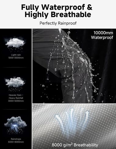 KEMIMOTO Men's Packable Waterproof Cycling Rain Pants, Windproof Breathable Lightweight Over Pants Outdoor Pants in Kuwait