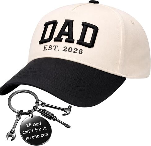 Dad Hats, Gifts for Men, 2 PCS Set Baseball Cap and Keychain Set, Outdoor Sports Protection, Casual Daily Wear, Special Occasion Celebrations White in Saudi Arabia