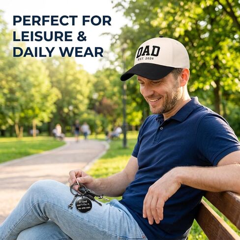 Dad Hats, Gifts for Men, 2 PCS Set Baseball Cap and Keychain Set, Outdoor Sports Protection, Casual Daily Wear, Special Occasion Celebrations White in Saudi Arabia