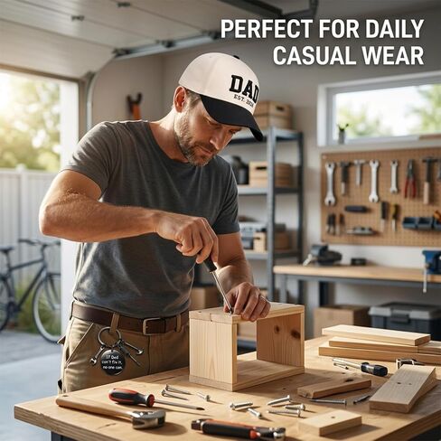 Dad Hats, Gifts for Men, 2 PCS Set Baseball Cap and Keychain Set, Outdoor Sports Protection, Casual Daily Wear, Special Occasion Celebrations White in Saudi Arabia